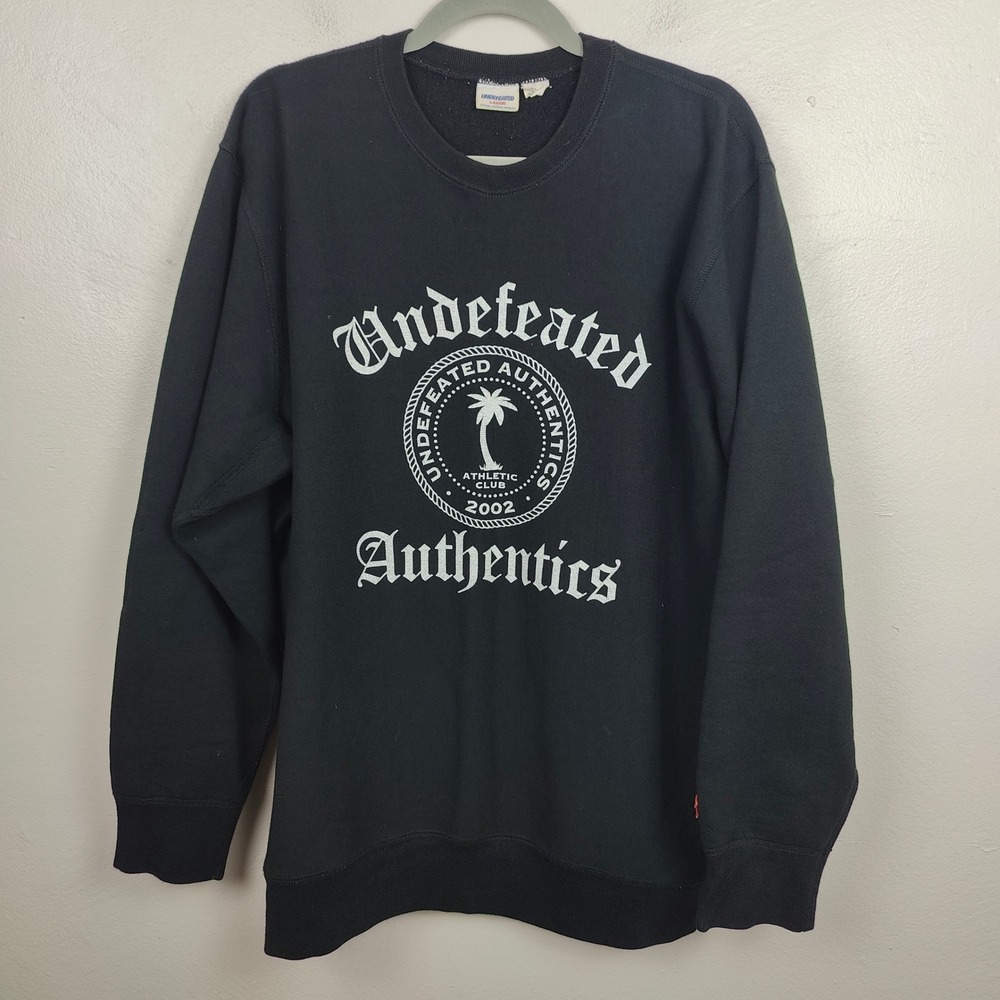 Undefeated Sweatshirt Mens Large Black Authentics Logo Graphic Cotton‎ Fleece